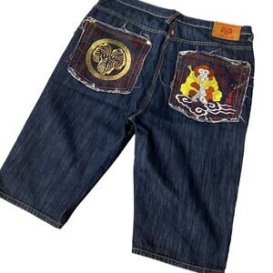 Red Monkey RMC Vintage Denim Skater Shorts SIZE 40 M Ksohoh Monkey King Pocket